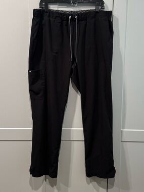Women's Black Straight-Leg Drawstring Scrub Pants